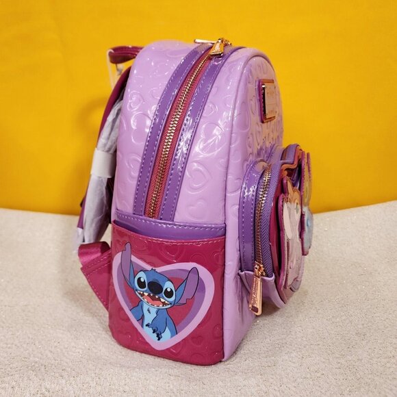 Loungefly Disney Lilo & Stitch Angel & Stitch Heart Moving Mini Backpack NEW main image 9